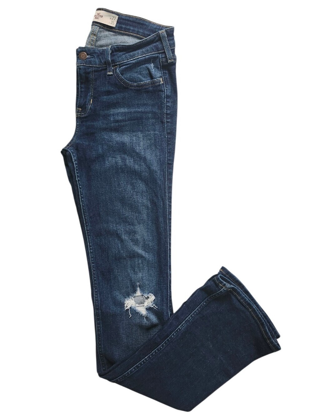 Hollister Tall Bootcut Jeans Distressed Dark Wash High Rise Y2K